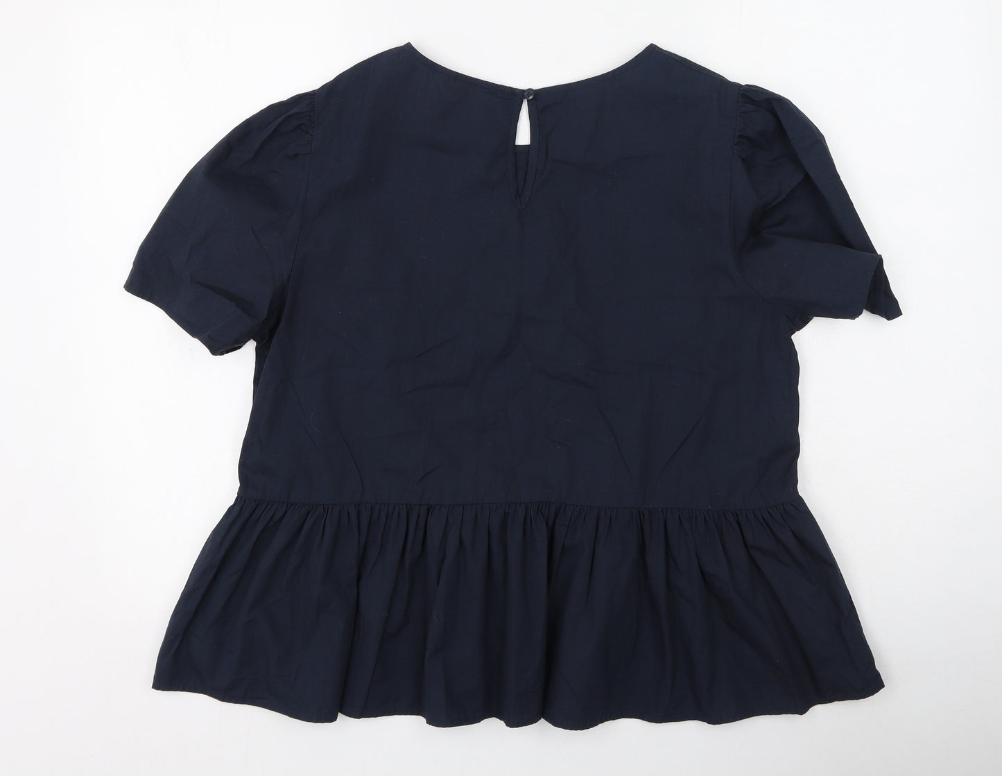 Primark Womens Blue  Cotton Basic Blouse Size 16 Round Neck