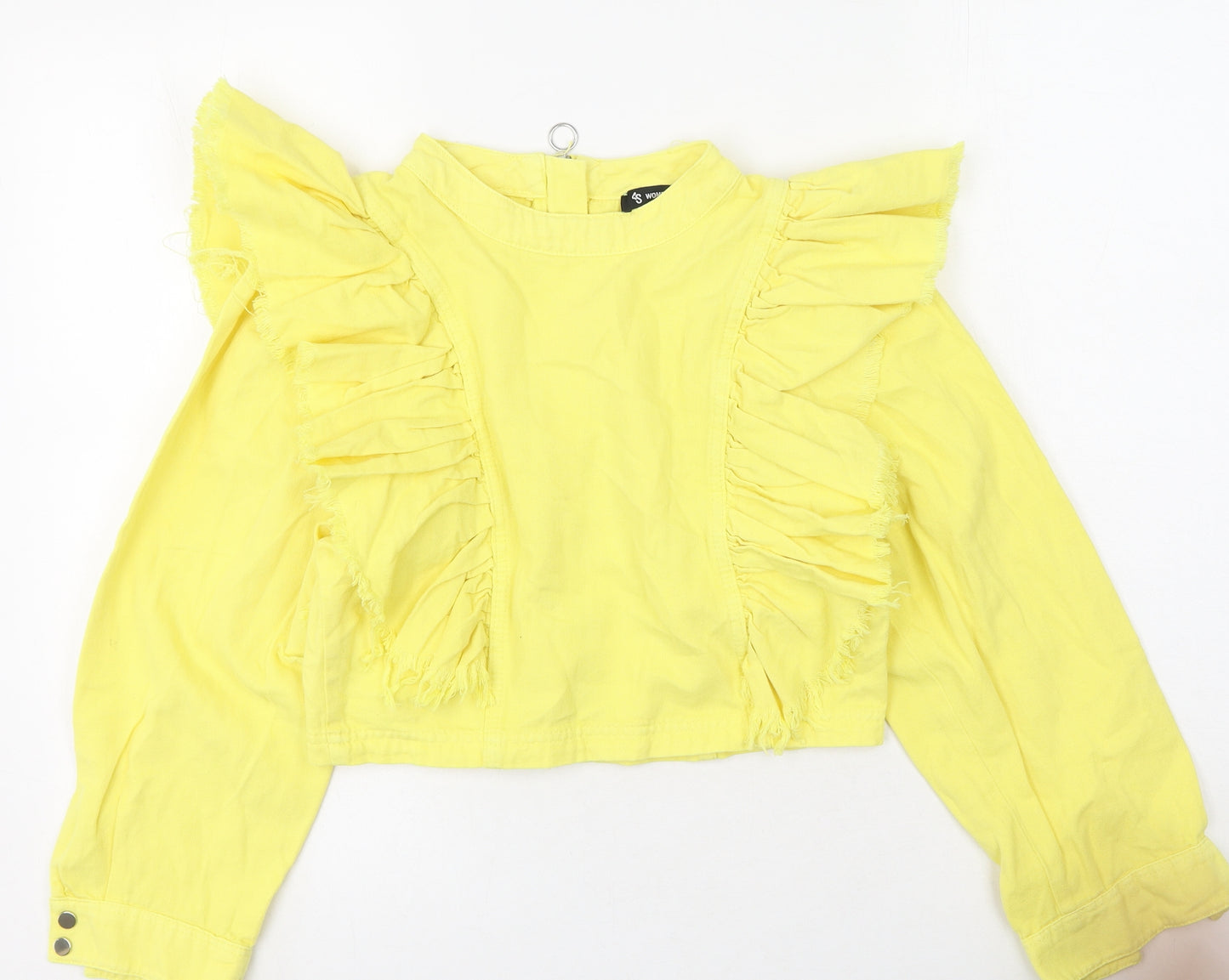 Preworn Womens Yellow  Cotton Basic Blouse Size M Round Neck