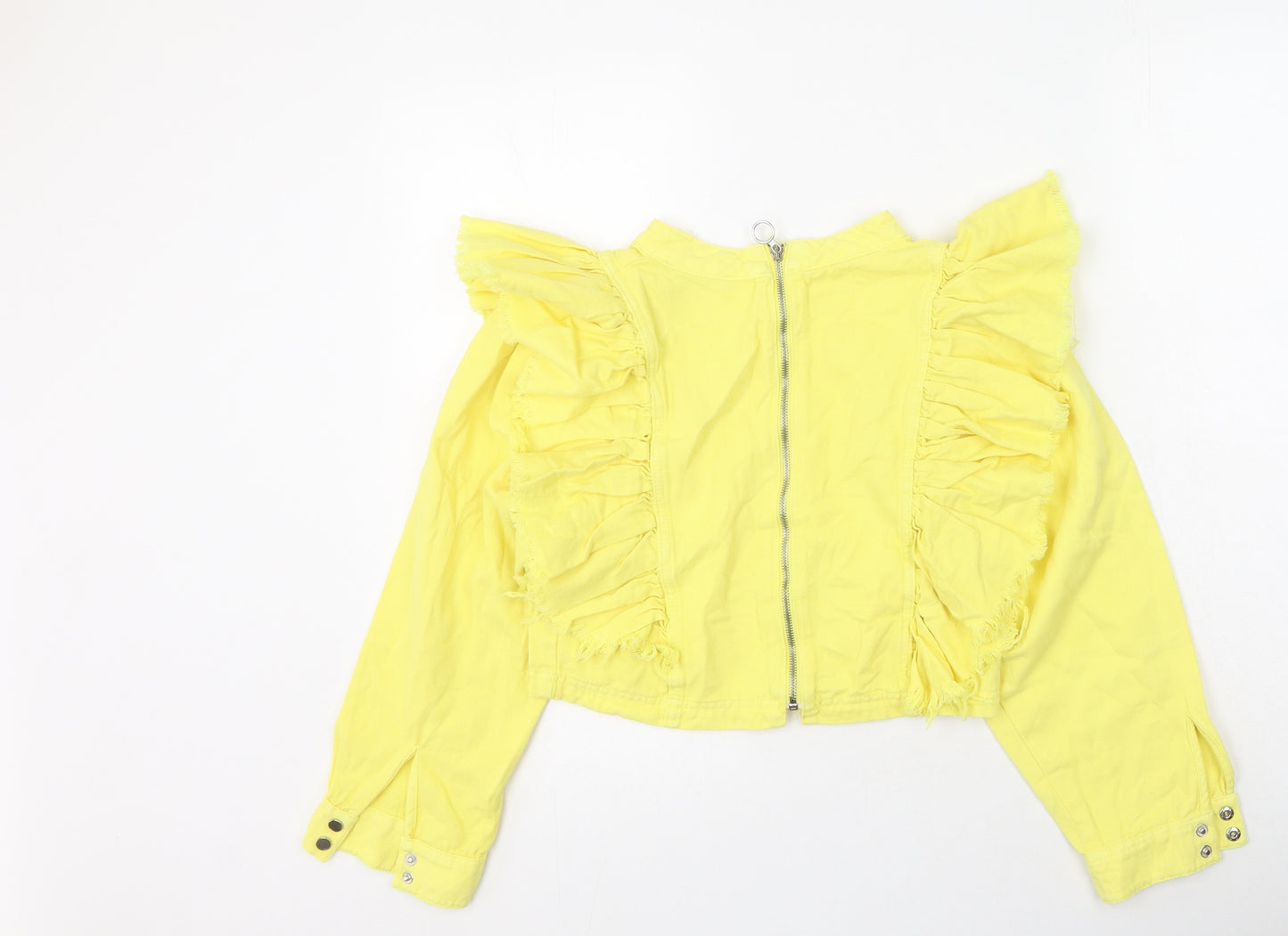 Preworn Womens Yellow  Cotton Basic Blouse Size M Round Neck
