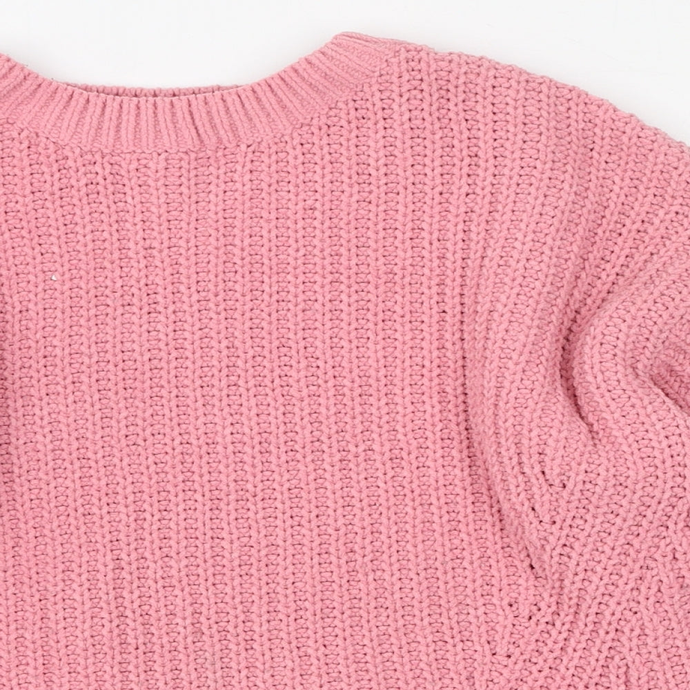 F&F Girls Pink Round Neck  Polyester Pullover Jumper Size 10-11 Years