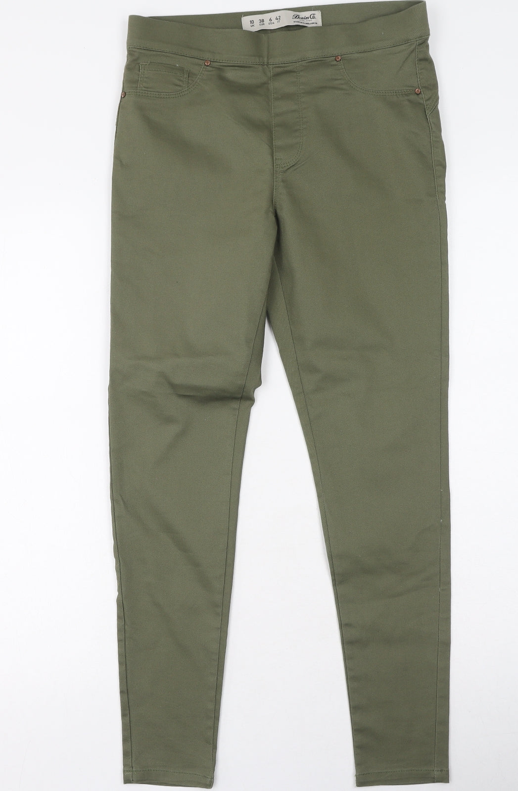 Denim & Co. Womens Green  Cotton Skinny Jeans Size 10 L27 in Regular