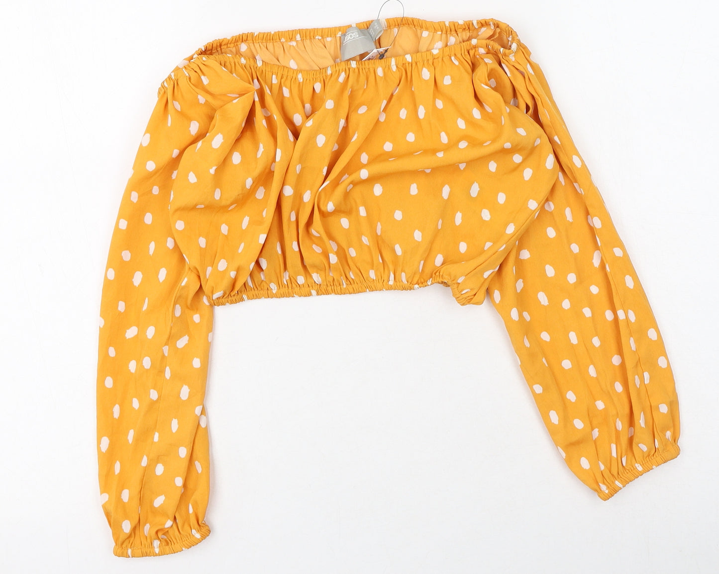 ASOS Womens Orange Polka Dot Polyester Basic Blouse Size 8 Square Neck