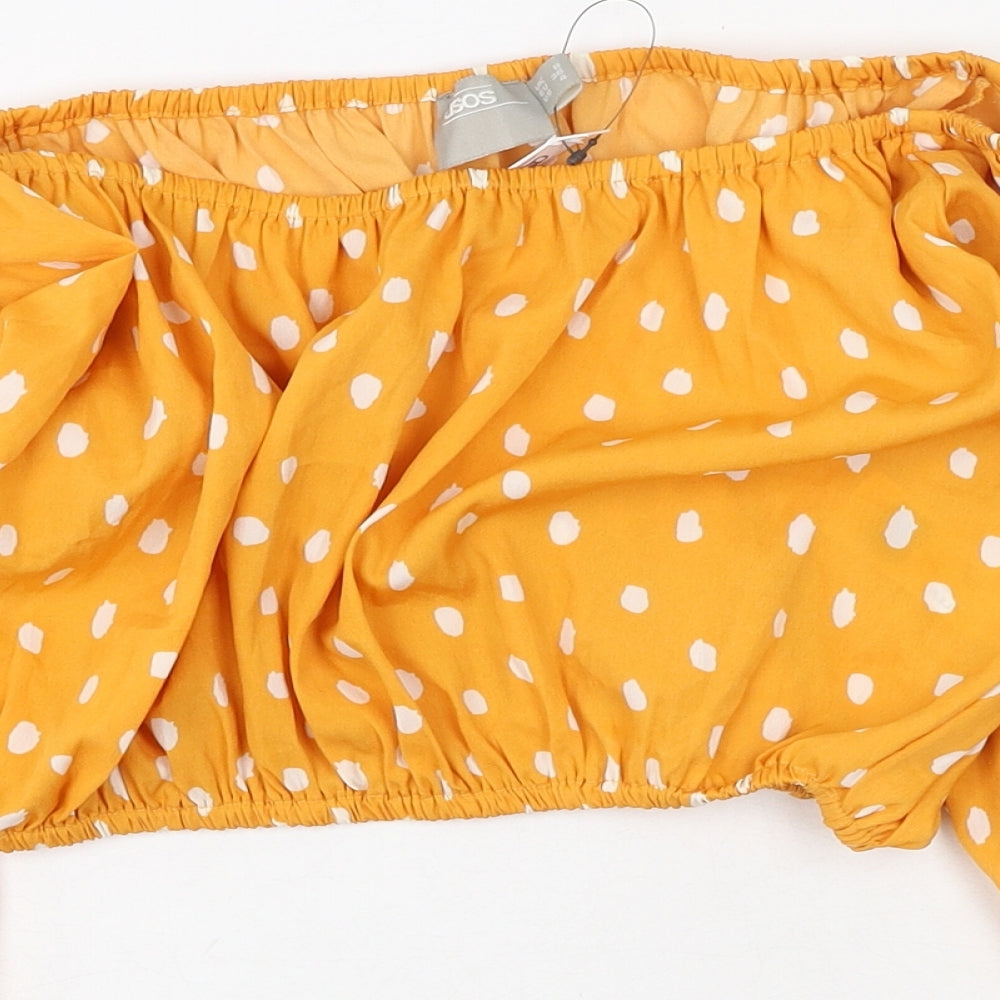 ASOS Womens Orange Polka Dot Polyester Basic Blouse Size 8 Square Neck