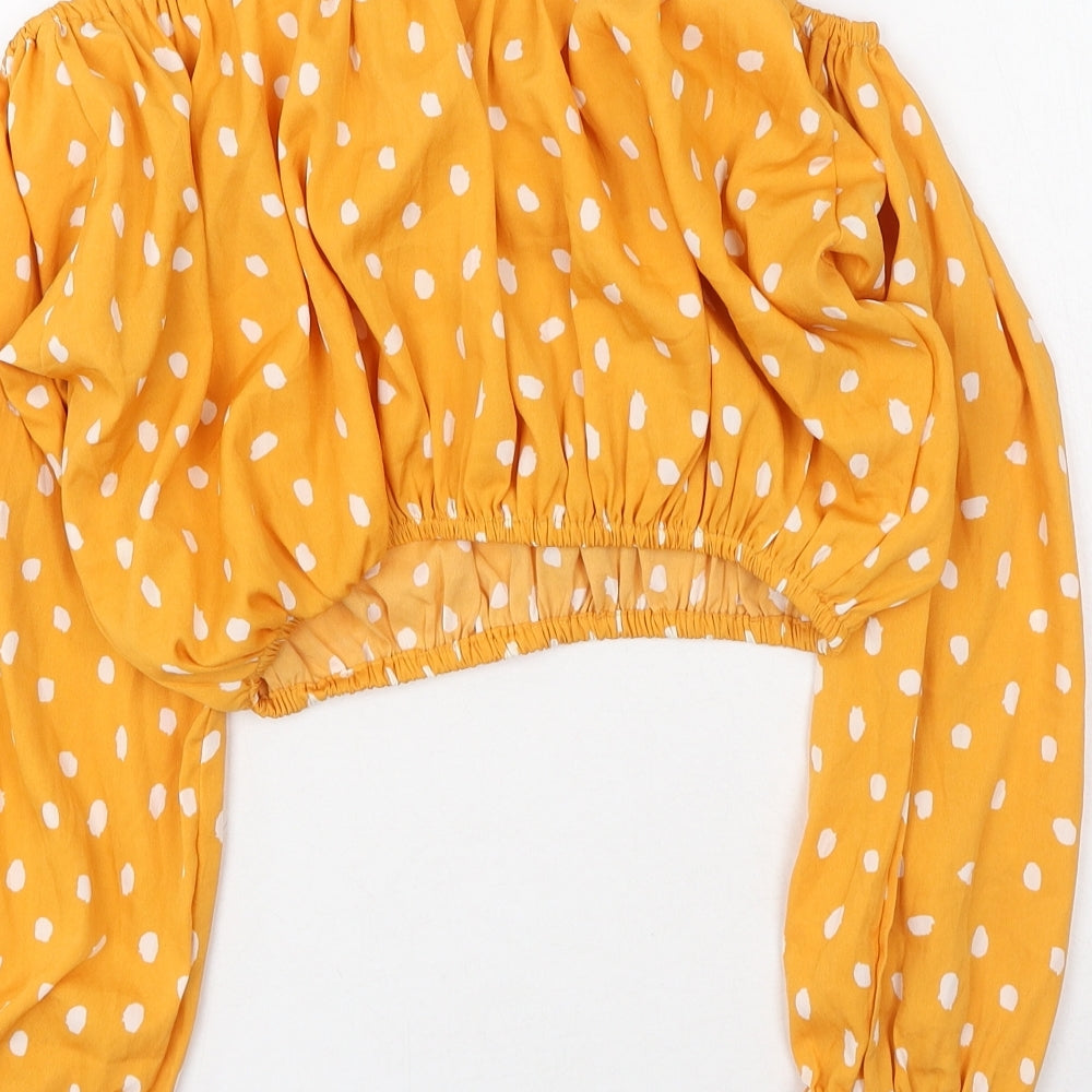 ASOS Womens Orange Polka Dot Polyester Basic Blouse Size 8 Square Neck