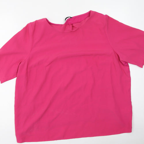 Dunnes Stores Womens Pink  Polyester Basic T-Shirt Size XL Round Neck