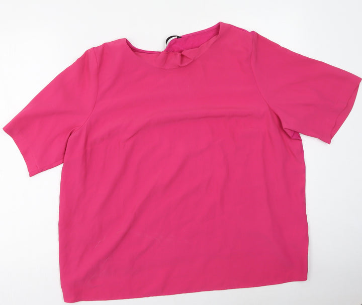 Dunnes Stores Womens Pink  Polyester Basic T-Shirt Size XL Round Neck