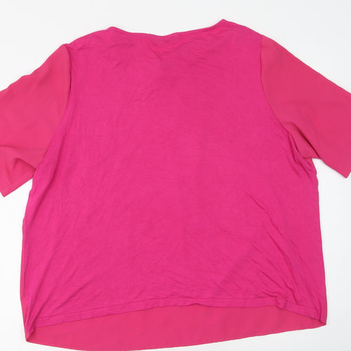Dunnes Stores Womens Pink  Polyester Basic T-Shirt Size XL Round Neck