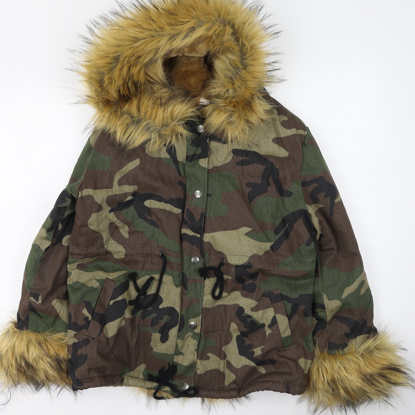 Preworn Womens Multicoloured Camouflage  Puffer Jacket Coat Size L