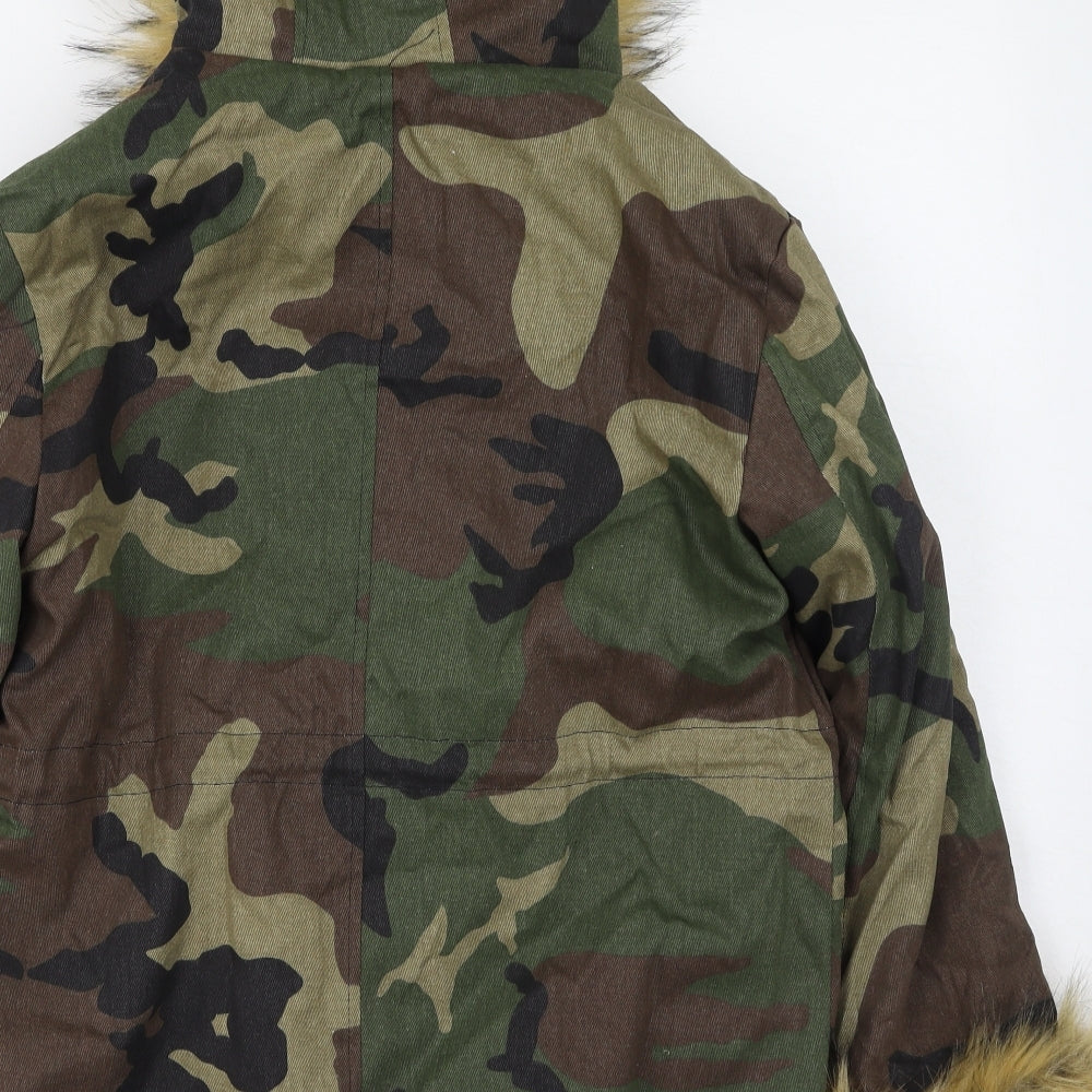 Preworn Womens Multicoloured Camouflage  Puffer Jacket Coat Size L
