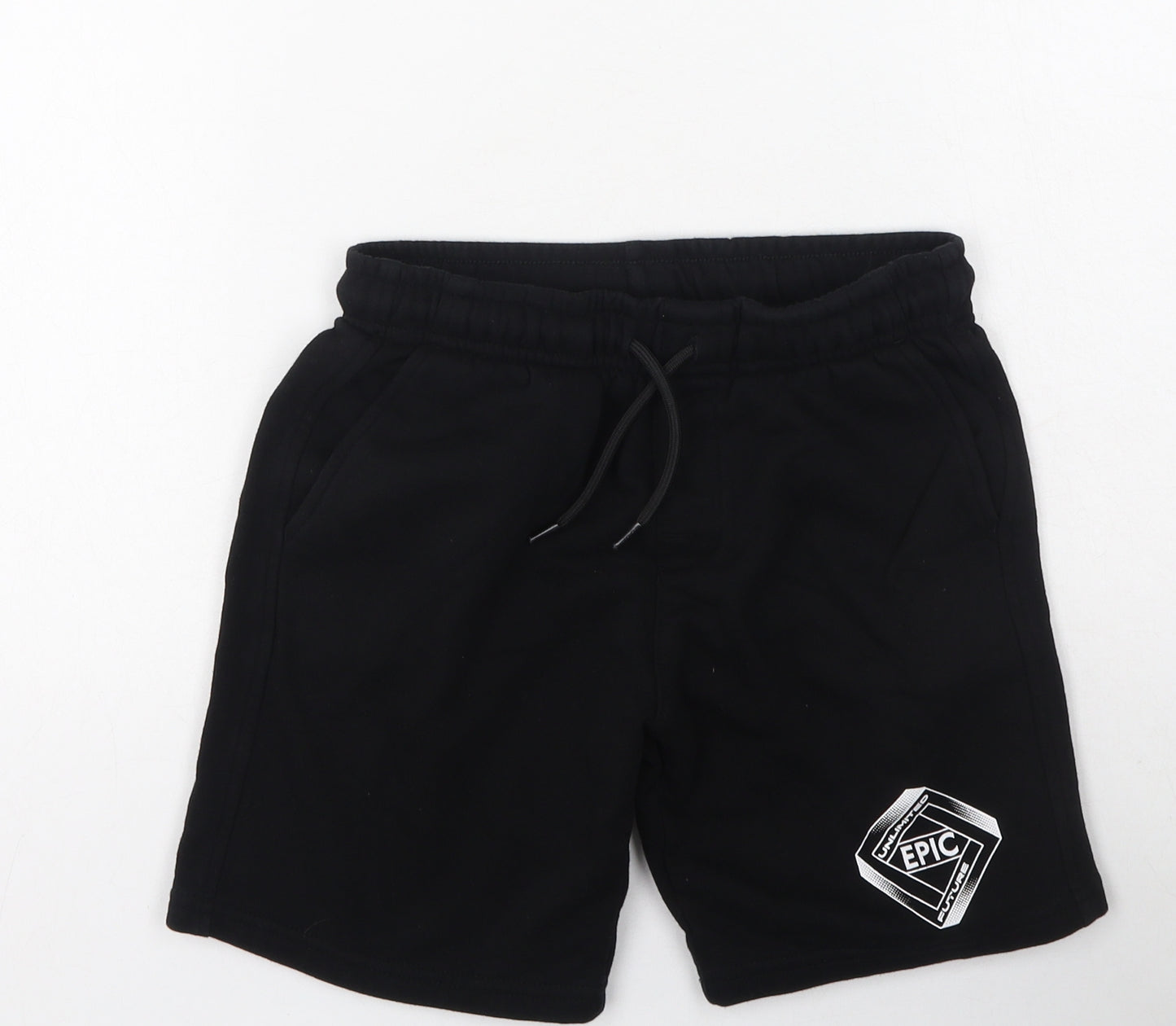 George  Boys Black  Cotton Sweat Shorts Size 8-9 Years  Regular