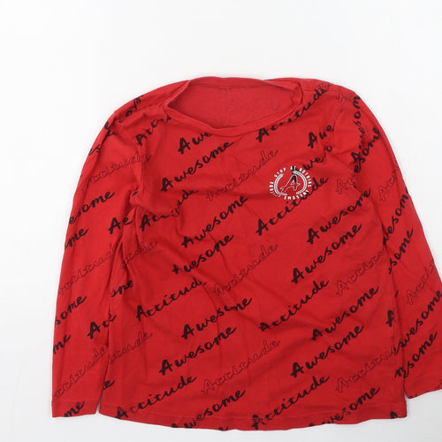 George  Boys Red  Cotton Basic Casual Size 8-9 Years Round Neck