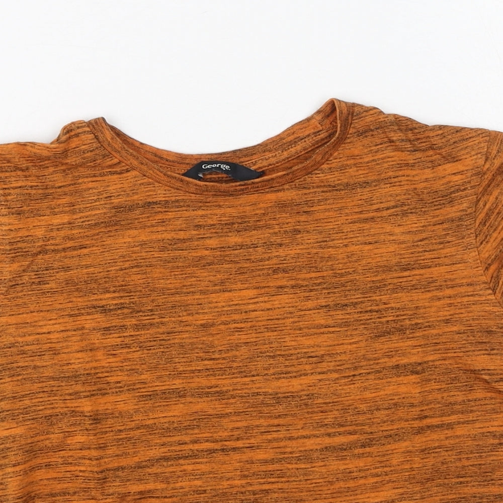 George  Boys Orange  Cotton Basic Casual Size 8-9 Years Round Neck