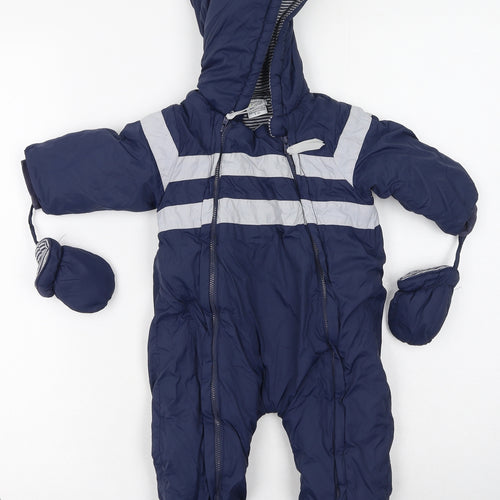 mamas & papas Baby Blue   Puffer Jacket Snowsuit Size 6-9 Months