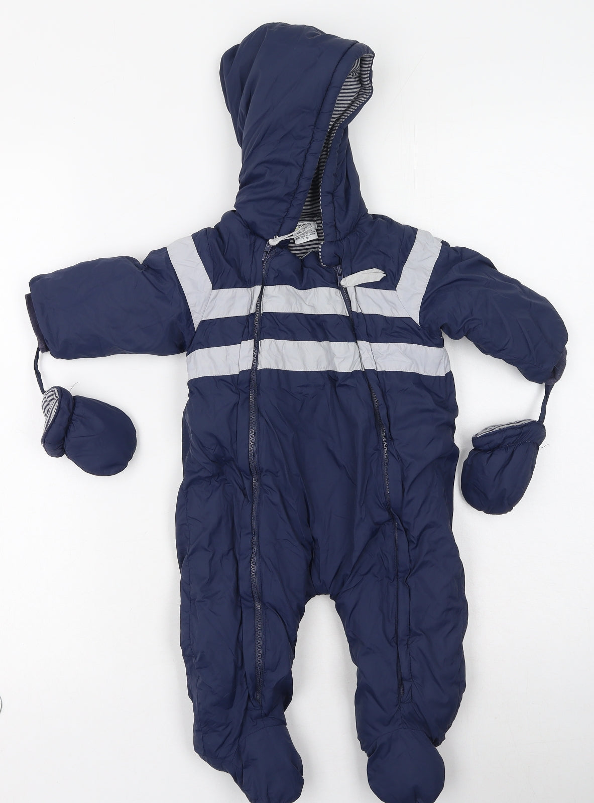 mamas & papas Baby Blue   Puffer Jacket Snowsuit Size 6-9 Months