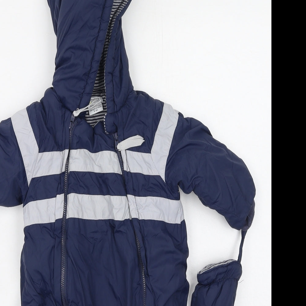 mamas & papas Baby Blue   Puffer Jacket Snowsuit Size 6-9 Months