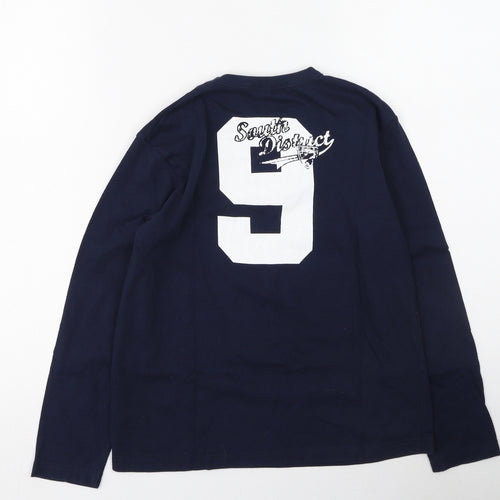George  Boys Blue  Cotton Basic Casual Size 9-10 Years Round Neck
