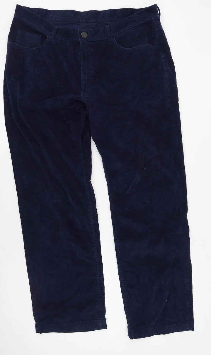 Dunnes Stores Womens Blue  Cotton Trousers  Size 36 in L27 in Regular