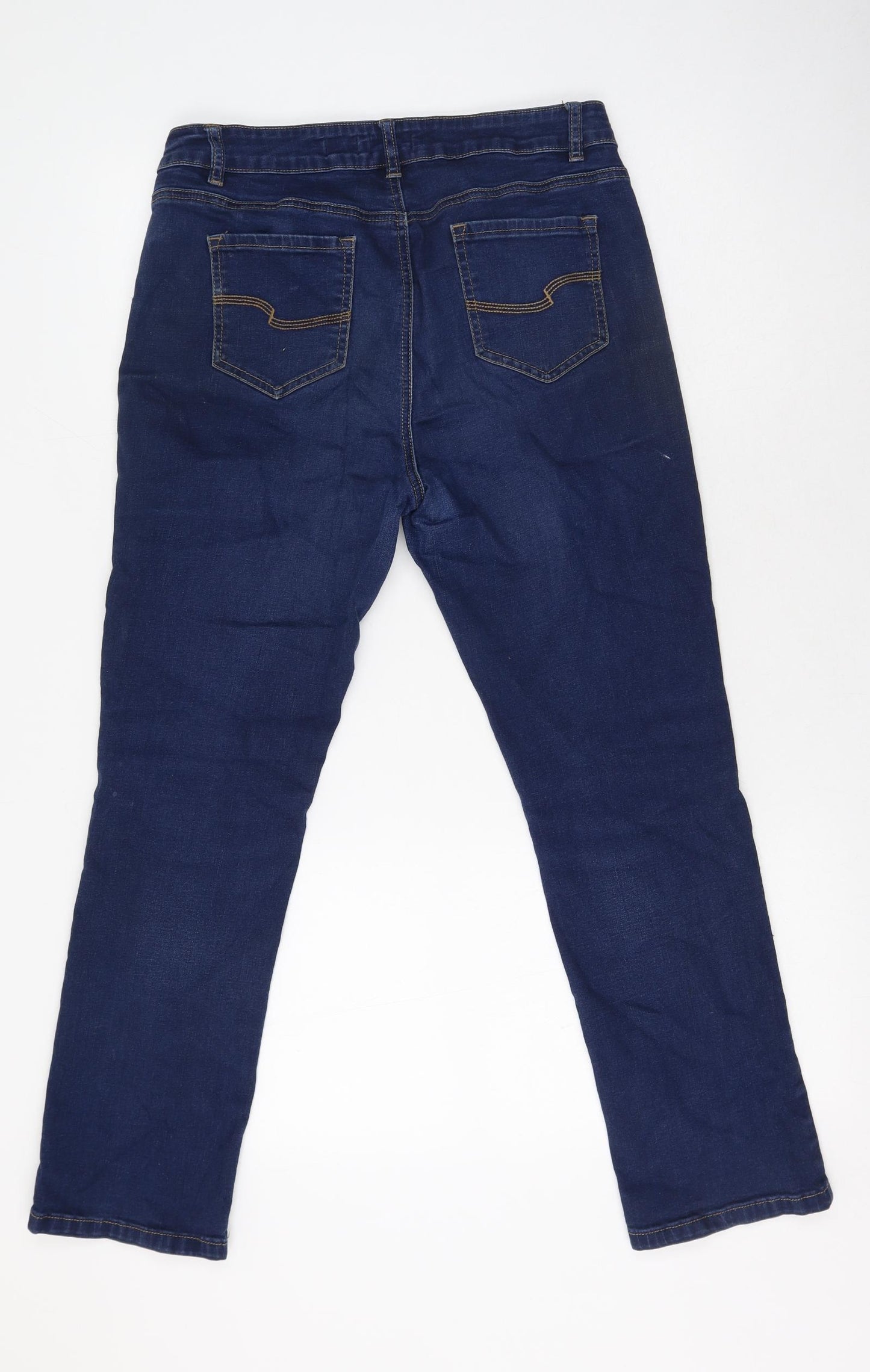 TU Womens Blue  Cotton Straight Jeans Size 14 L31 in Regular