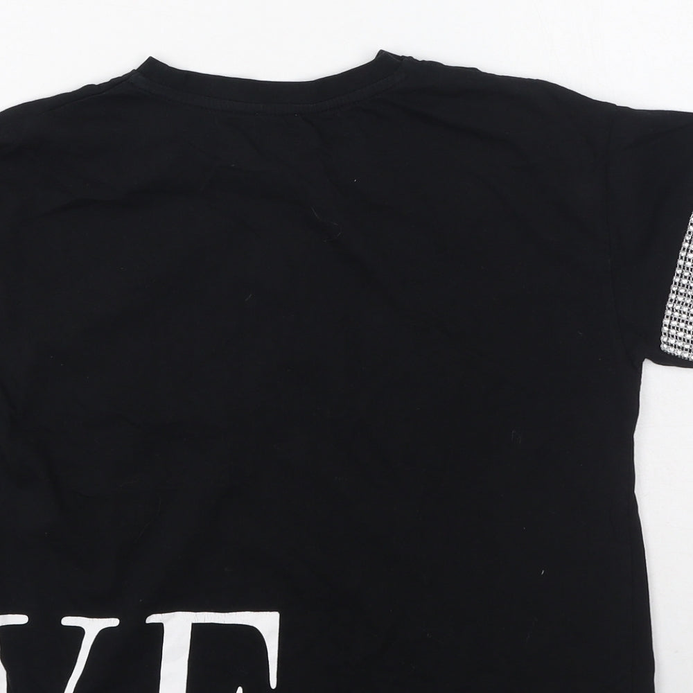 River Island Girls Black  Cotton Basic Casual Size 9-10 Years Round Neck