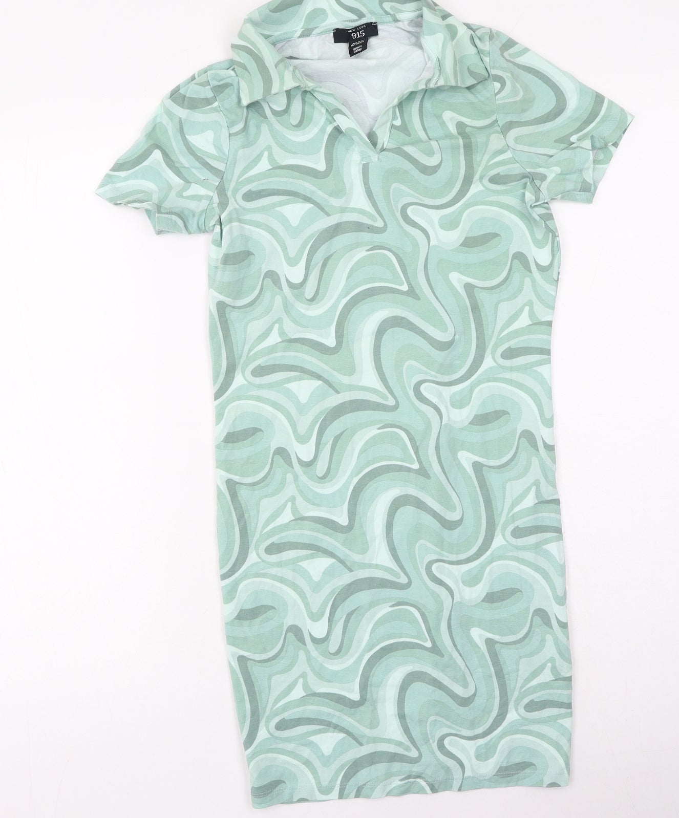 New Look Girls Green Geometric Cotton Mini  Size 12-13 Years  Collared
