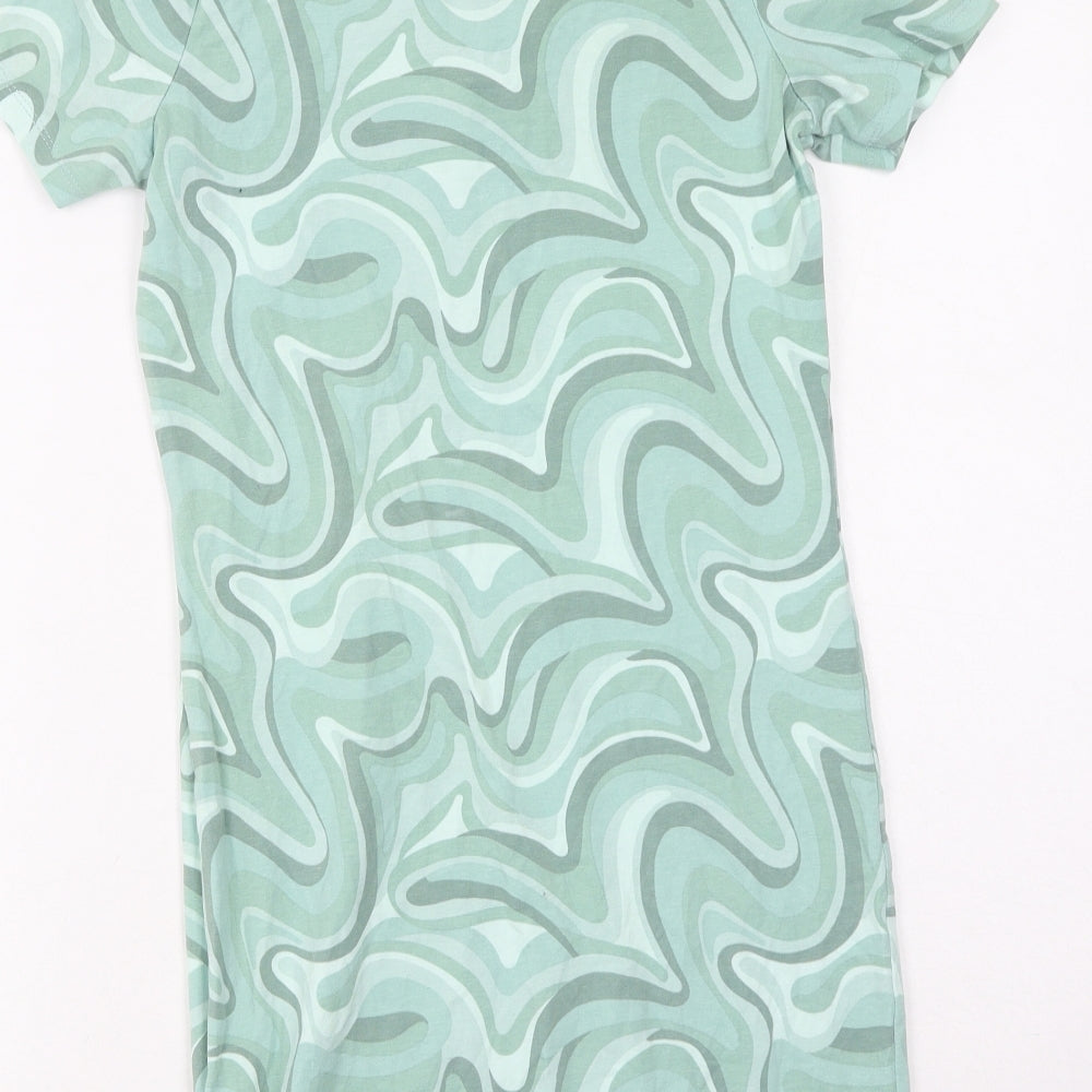 New Look Girls Green Geometric Cotton Mini  Size 12-13 Years  Collared