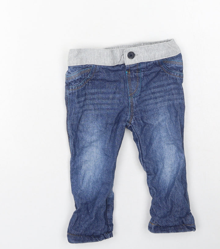 Rochas Boys Blue Cotton Cargo Jeans Size 9-12 Months