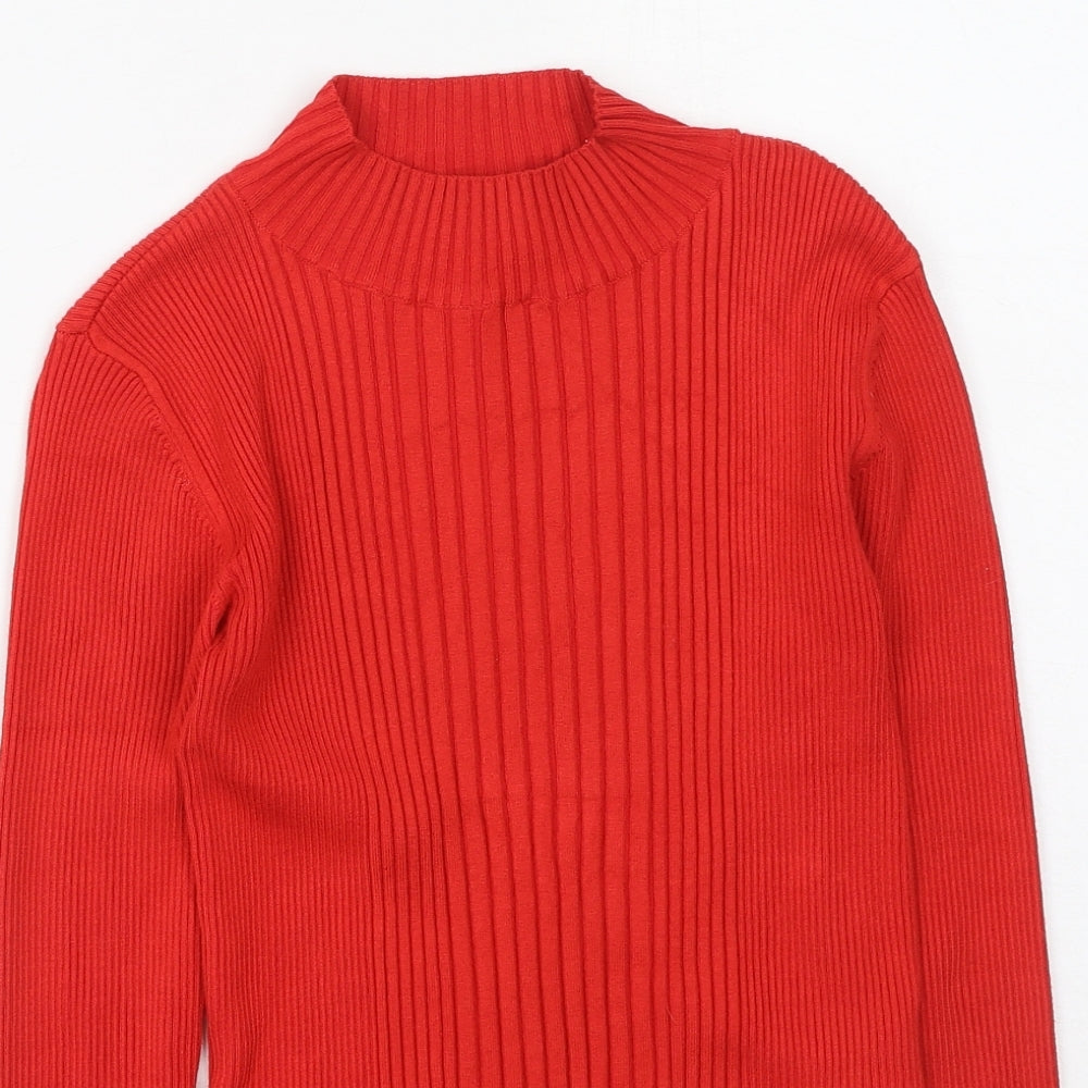 Pull&Bear Womens Red High Neck  Viscose Pullover Jumper Size M