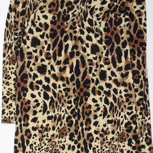 Papaya Womens Brown Animal Print Polyester Bodycon  Size 8  High Neck