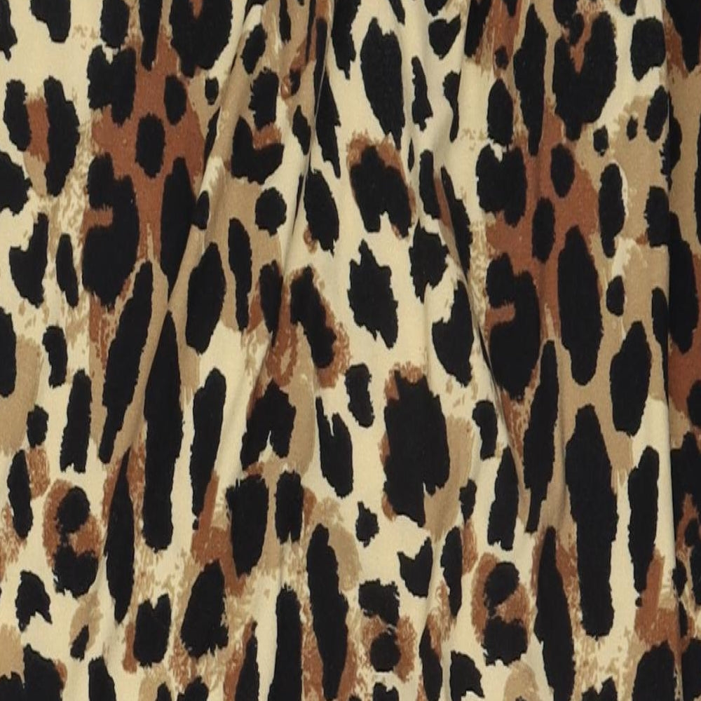 Papaya Womens Brown Animal Print Polyester Bodycon  Size 8  High Neck