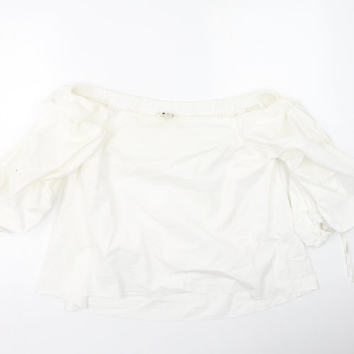 Miss Selfridge Womens Ivory  Cotton Basic Blouse Size 12 Off the Shoulder