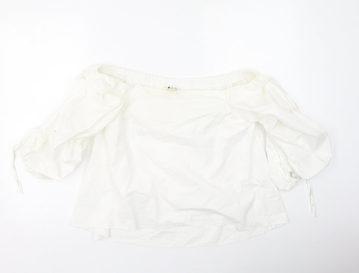 Miss Selfridge Womens Ivory Cotton Basic Blouse Size 12 Off the Shoulder