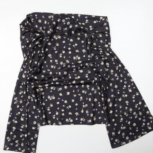 ASOS Womens Black Floral Polyester Basic Blouse Size 6 High Neck