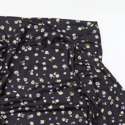 ASOS Womens Black Floral Polyester Basic Blouse Size 6 High Neck