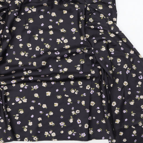ASOS Womens Black Floral Polyester Basic Blouse Size 6 High Neck
