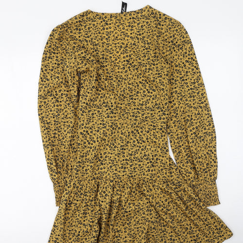 influence Womens Yellow Floral Polyester Wrap Dress  Size 6  V-Neck