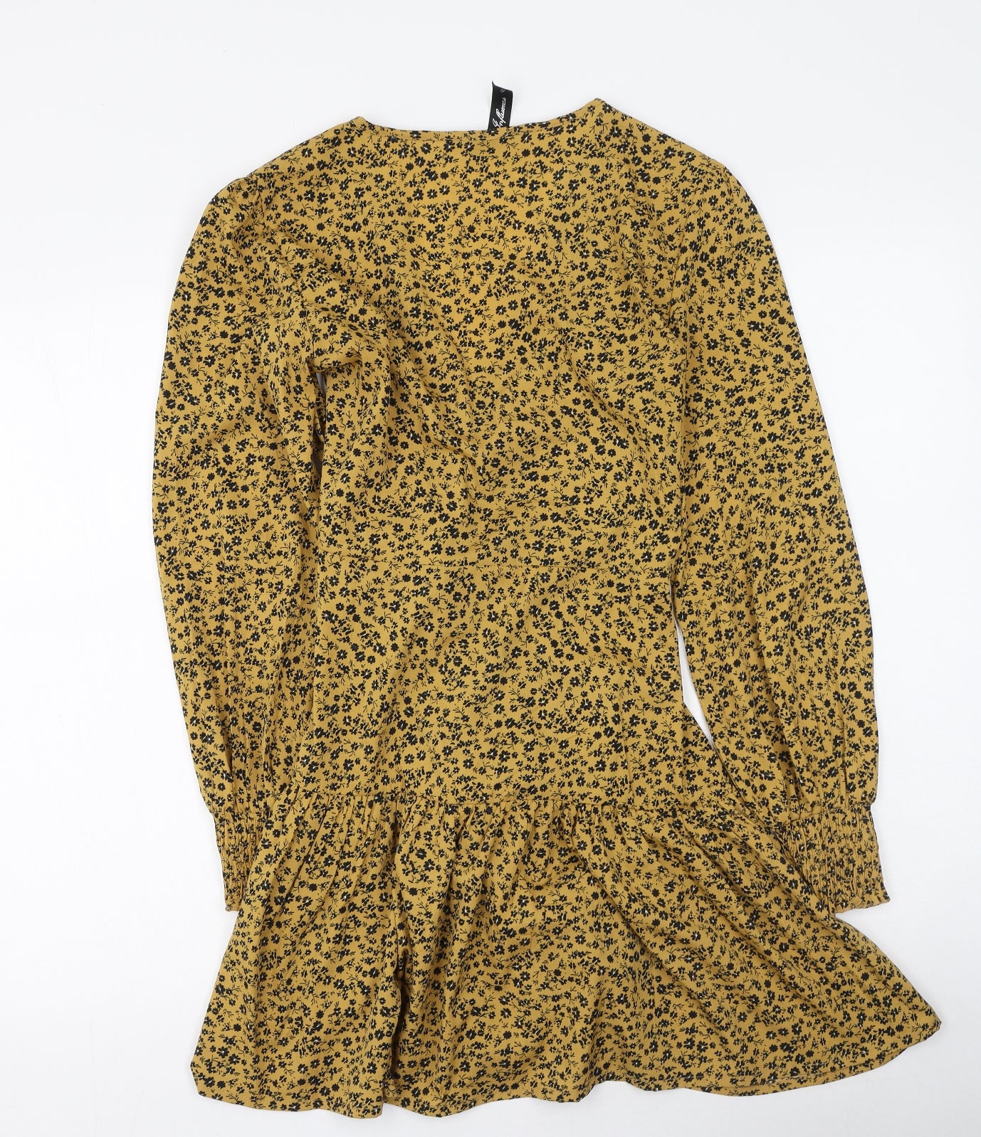 influence Womens Yellow Floral Polyester Wrap Dress  Size 6  V-Neck