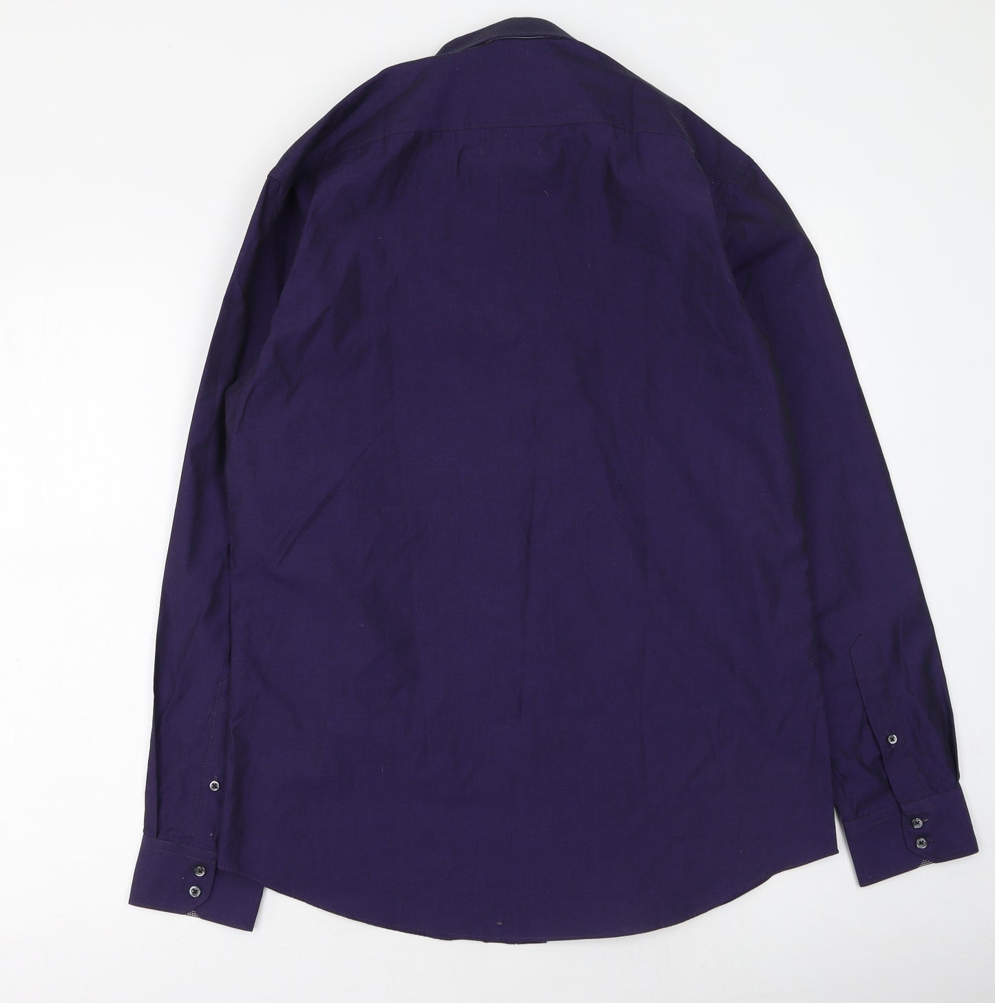 T&W Mens Purple  Cotton  Button-Up Size 15 Collared