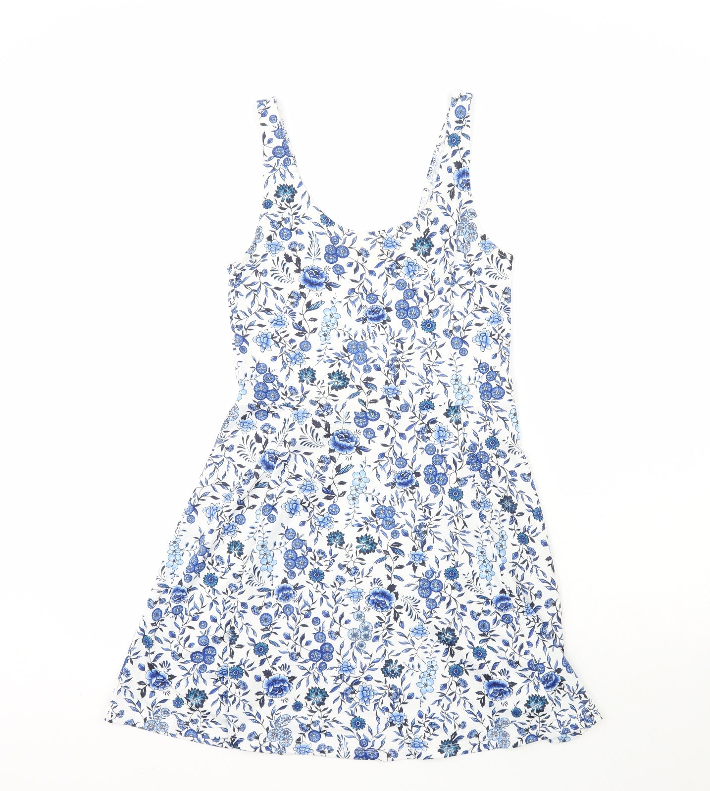 H&M Womens Blue  Polyester Fit & Flare  Size 12  Scoop Neck