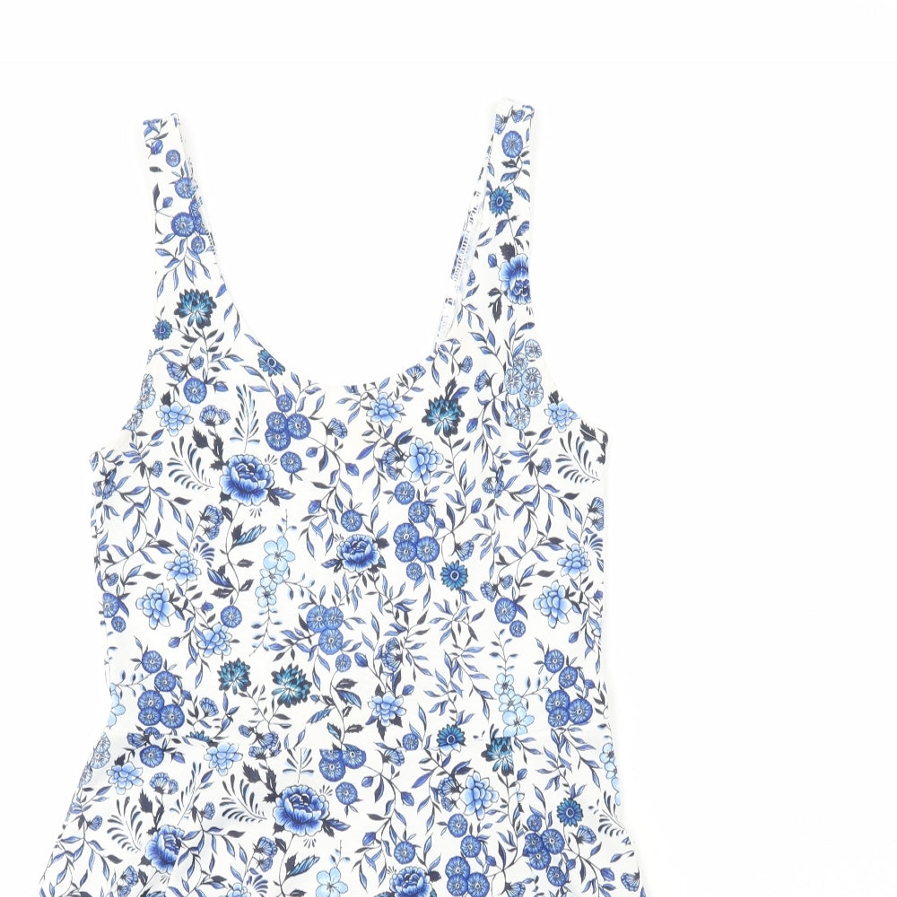 H&M Womens Blue  Polyester Fit & Flare  Size 12  Scoop Neck