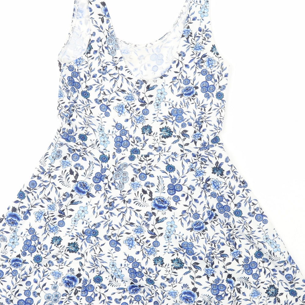 H&M Womens Blue  Polyester Fit & Flare  Size 12  Scoop Neck