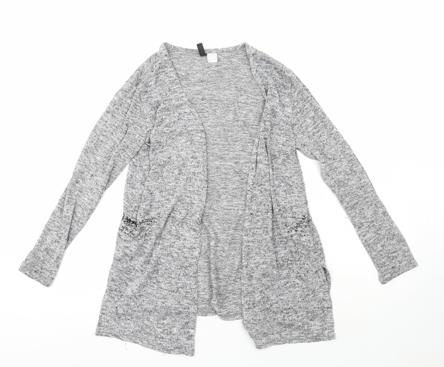 H&M Womens Grey V-Neck  Polyester Cardigan Jumper Size 8