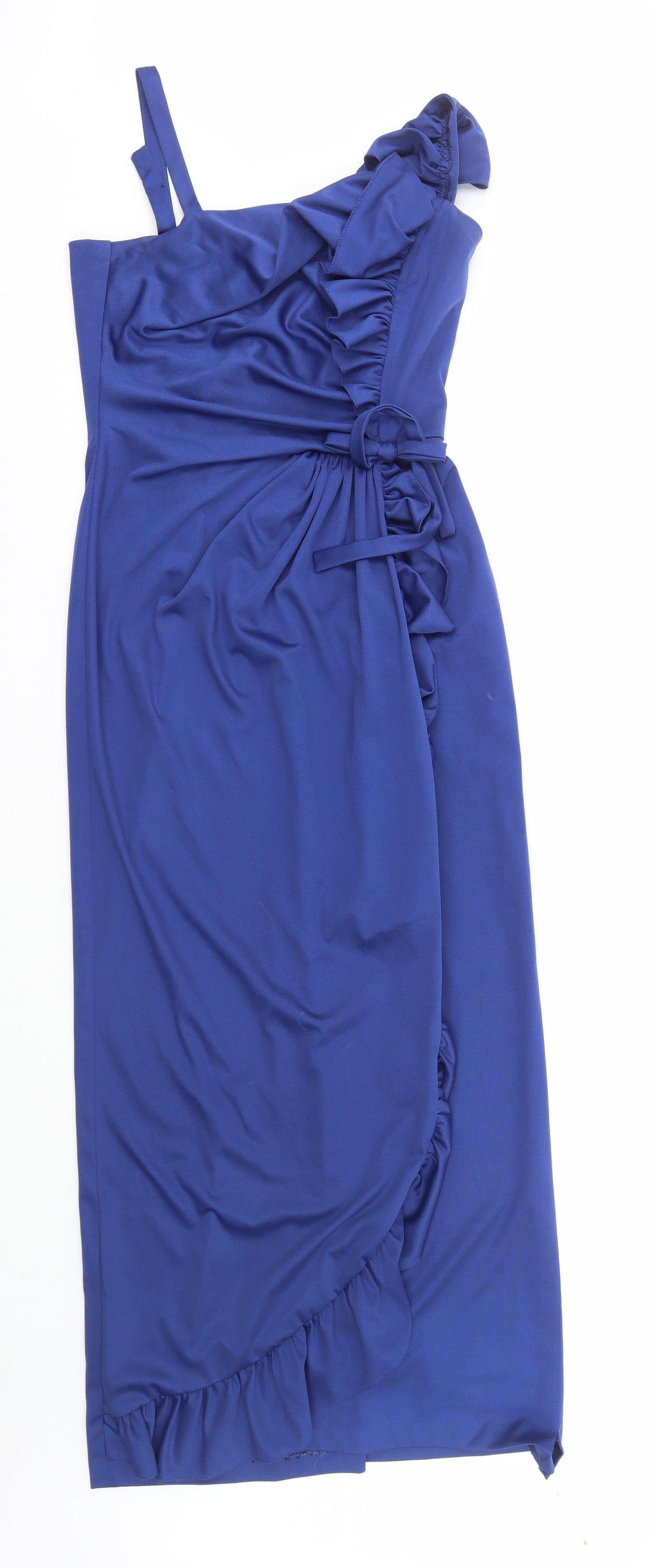 Preworn Womens Blue  Polyester Slip Dress  Size 12  Square Neck