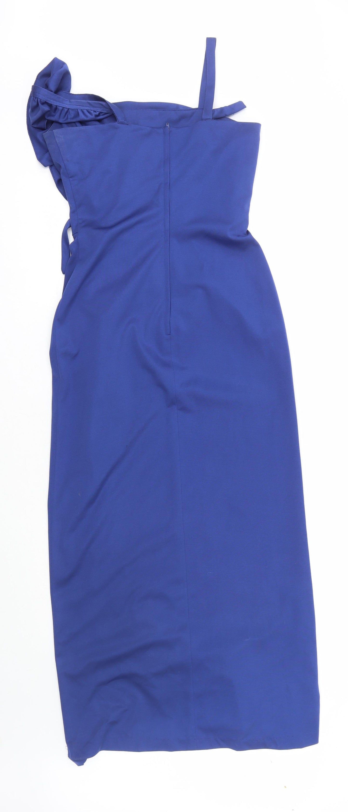 Preworn Womens Blue  Polyester Slip Dress  Size 12  Square Neck
