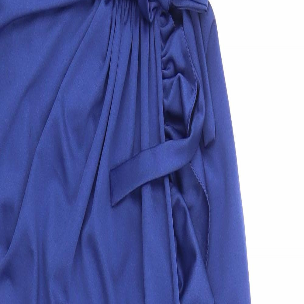 Preworn Womens Blue  Polyester Slip Dress  Size 12  Square Neck