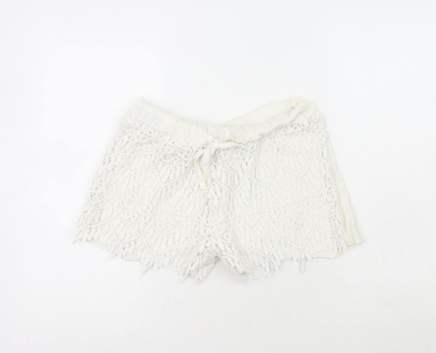 Primark Womens White  100% Cotton Bermuda Shorts Size 12 L3 in Regular