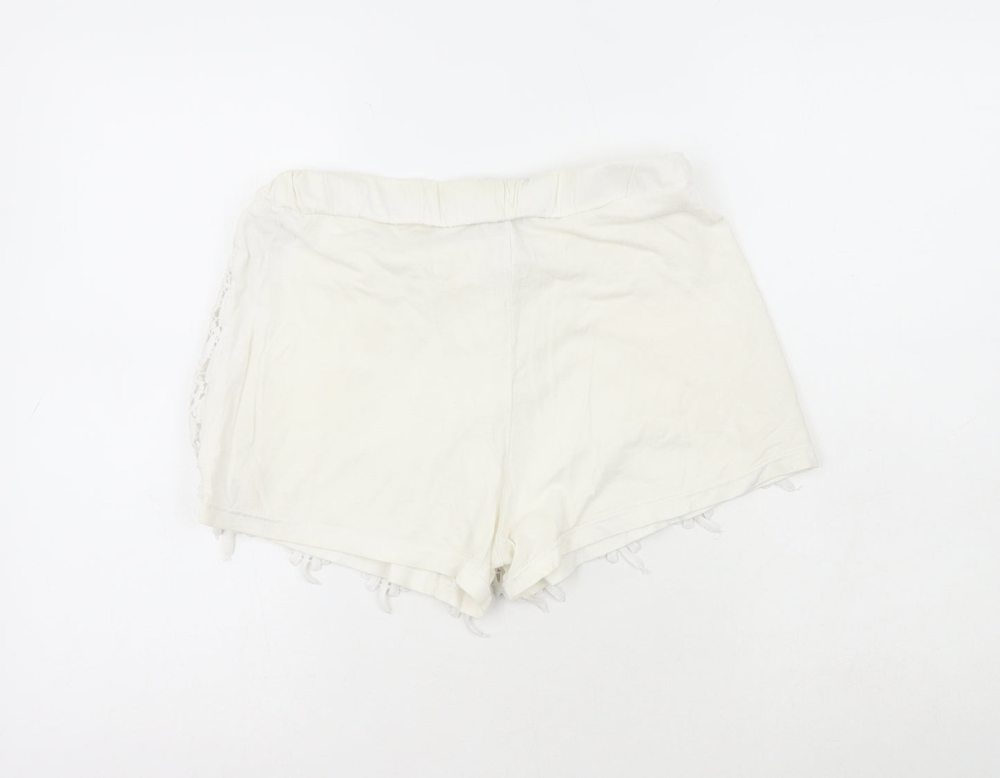 Primark Womens White  100% Cotton Bermuda Shorts Size 12 L3 in Regular