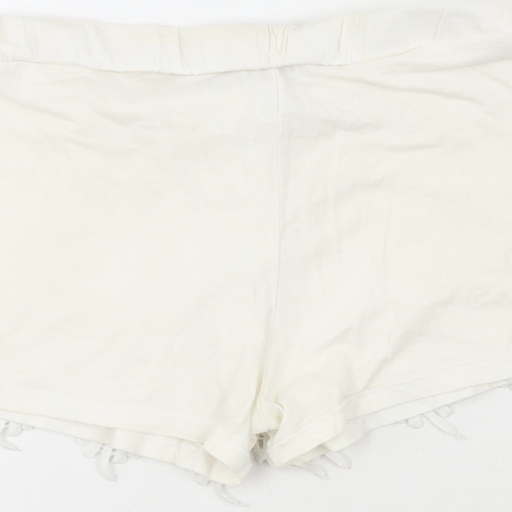 Primark Womens White  100% Cotton Bermuda Shorts Size 12 L3 in Regular