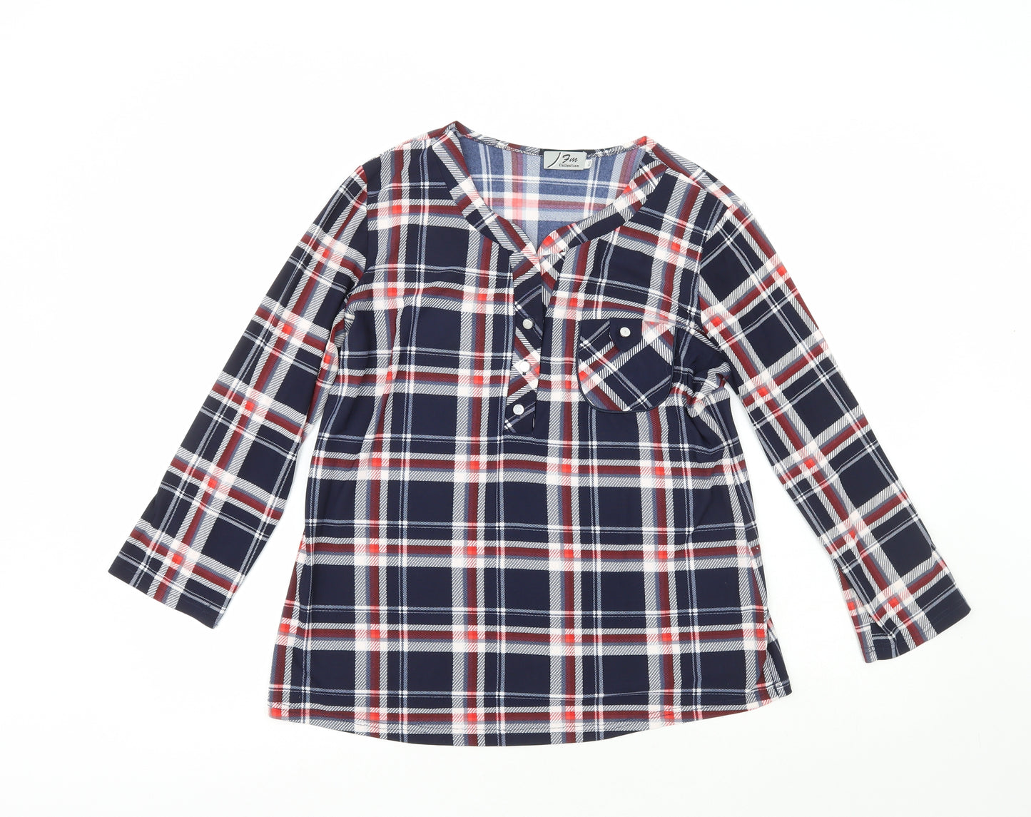 FM Collection  Womens Multicoloured Plaid Viscose Basic Blouse Size 18 Collared