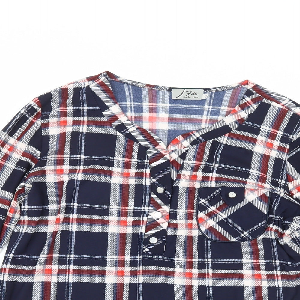 FM Collection  Womens Multicoloured Plaid Viscose Basic Blouse Size 18 Collared