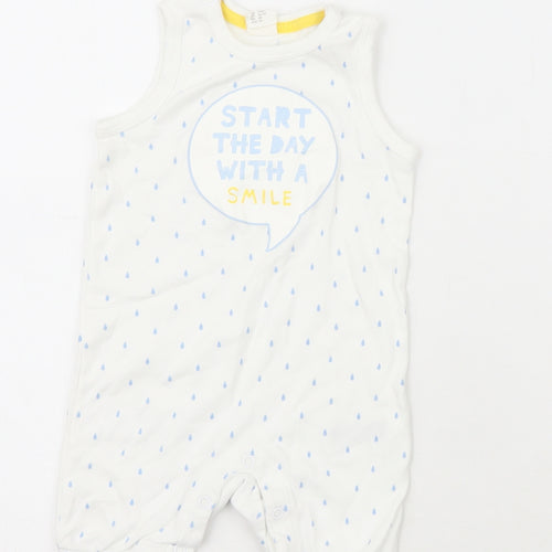 H&M Baby White  100% Cotton Babygrow One-Piece Size 3-6 Months   - Start the day with a smile